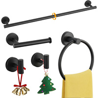 Ensemble d'accessoires de salle de bain noir mat 5 pièces avec porte-serviettes en acier inoxydable SUS304, barre porte-serviettes murale de 23,6 pouces
