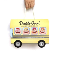 Individuelles logo einzigartige eco freundliche papier weihnachten schule bus form cookie candy baby geschenk box mit griff