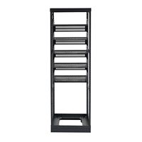 Baie de serveur ouverte 42U avec cinq niveaux de rangement et roulettes, certifiée CE, protection IP20, support mural