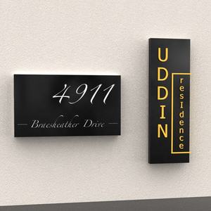 Diseño moderno corte láser negro mate y cobre espejo flotante casa número señal puerta dirección láser número placas para espacio de oficina - Product Image 4