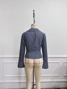 Thời Trang Mùa Thu Mùa Xuân Mùa Hè Quần Áo Giản Dị Sexy Dài Tay Phụ Nữ Hollow out Sọc Áo Sơ Mi Top Người Phụ Nữ Tops Thời Trang Áo Cánh - Product Image 5