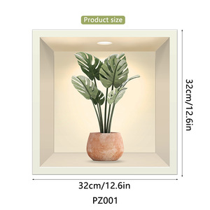 <span class=keywords><strong>3D</strong></span> simulación verde maceta flor planta <span class=keywords><strong>pared</strong></span> pegatina PVC paisaje papel tapiz <span class=keywords><strong>para</strong></span> sala de estar dormitorio decoración calcomanías - Product Image 6
