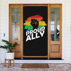 Copertura per Porta con Bandiera dell'Orgoglio, 'Ogni Uno è Benvenuto <span class=keywords><strong>Qui</strong></span>', Striscione per la Giornata dell'Orgoglio Gay, Parata Mensile, Bandiere Arcobaleno Personalizzabili - Product Image 2