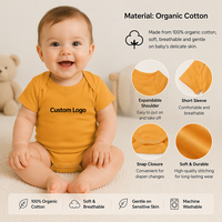 Combinaison bébé à manches courtes 100% coton biologique 0-24 mois, toucher doux, respectueux de la peau, pour vêtements de bébé en gros