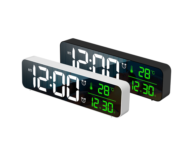 Smart electronic portable digital multi-color led nightlight alarm wall clock