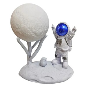 Lámpara Nocturna LED de Astronauta y Luna, Decoración para el Hogar, Adornos de Resina de Astronauta, Lámpara de Noche Recargable con Atenuación Gradual, Decoración para el Hogar - Product Image 1