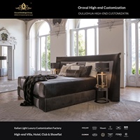 Lit King-size de style italien, luxe léger, pour chambres modèles, hôtels design, réceptions, chambres parentales, villas de loisirs, multifonctionnel