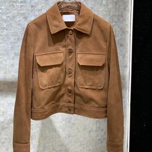Veste en cuir courte pour femmes, design tendance, cuir véritable, daim de mouton, pour femmes - Product Image 2
