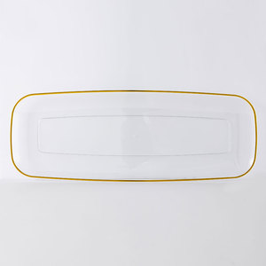 XUELI Platos de plástico cuadrados de color blanco puro con adornos de <span class=keywords><strong>plata</strong></span> dorada <span class=keywords><strong>Vajilla</strong></span> minimalista elegante para bodas y celebraciones - Product Image 4