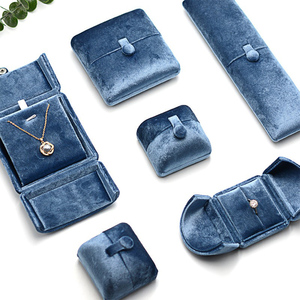 Custom Simple Luxury Velvet <b>Jewelry</b> <b>Storage</b> Box Square Pattern Printed Logo Buckle Closure Rings Necklaces Earrings Bracelets - Product Image 1