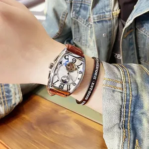 Orologio Meccanico Automatico di Lusso per Uomo, <span class=keywords><strong>Orologi</strong></span> Sportivi, Tourbillon, Scheletrato, Militare, Orologio da Polso Maschile Elegante a Forma di Tonneau - Product Image 6