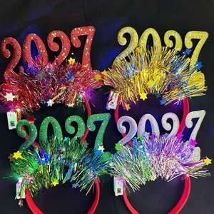 Diadema Luminosa Navideña 2027, Aro de Plástico para el Cabello, Decoración para Fiestas de Año Nuevo, Eventos de Cuenta Regresiva - Product Image 1