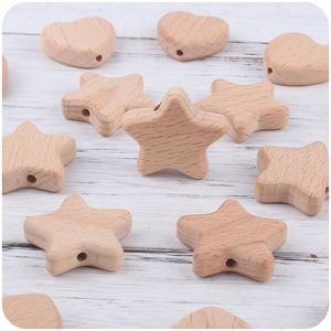 Nouvelle arrivée coeur étoile forme <span class=keywords><strong>bois</strong></span> de hêtre <span class=keywords><strong>perles</strong></span> de dentition couleur naturelle hochet en <span class=keywords><strong>bois</strong></span> jouet pour bébé molaire accessoires - Product Image 5