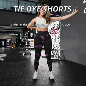 Leggings de yoga taille haute pour femme, effet galbant, unis, sans couture, pour l'été, fitness et gym, motif tie-dye, taille élastique, prix usine - Product Image 3