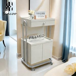 Carrito de Salón con Marco Metálico Estilo Europeo, Carrito de Belleza y Peluquería, Organizador de Almacenamiento con Estantes, Carrito Rodante para SPA con 4 Ruedas, Moderno para Sala de Estar - Product Image 4