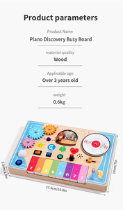 Tableau d'activités multifonctionnel en bois pour DJ, avec lumières LED, interrupteurs, jouet musical Montessori avec <span class=keywords><strong>piano</strong></span> pour enfants, fabriqué sur mesure - Product Image 5