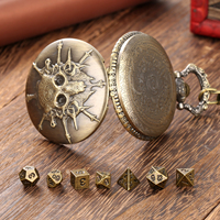 Jeu de dés polyédriques RPG en métal portable de 7 pièces (D20) dans une boîte de montre de poche pour cadeaux de fête gamer et cadeaux de jeu