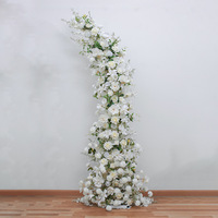 Arche de Mariage Personnalisée Haute Qualité avec Roses Blanches et Roses, Fleurs Artificielles en Soie pour Fond de Décoration, Vente en Gros