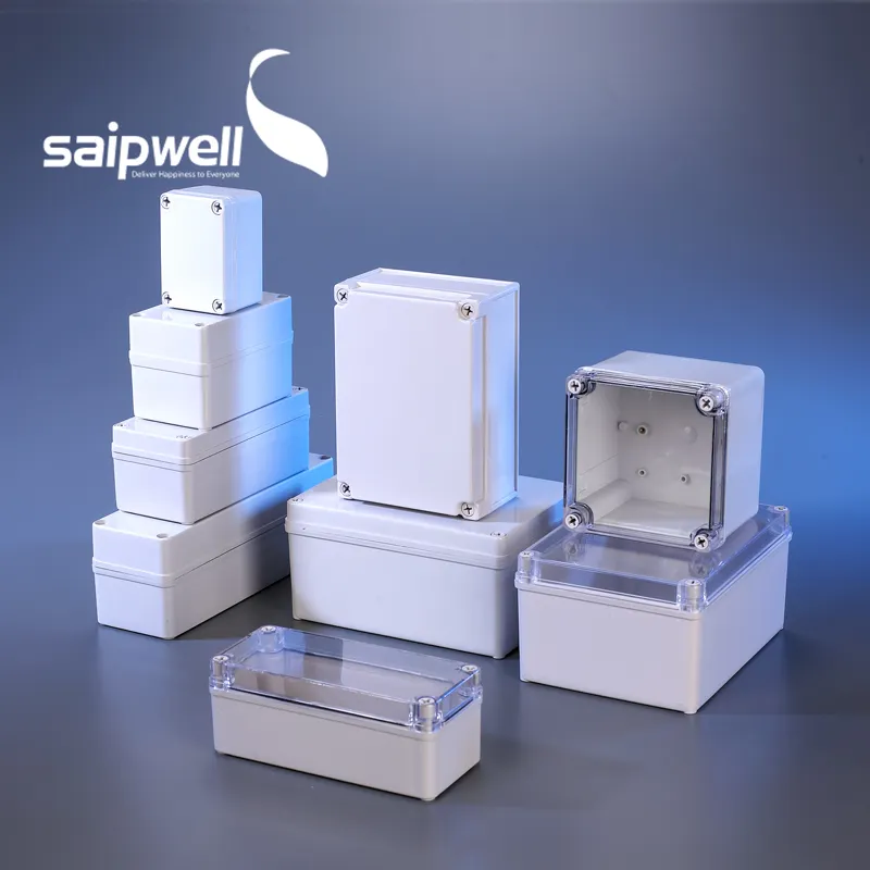 Saipwell Hộp Chống Nước Có Bản Lề Abs Cho Vỏ Điện Tử Hộp Nối Điện Trong Suốt Ip65 IP67 Màu Xám Nhạt ROHS