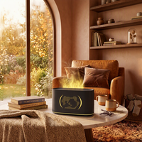 Diffuseur d'arômes portable multifonctionnel avec effet de flamme LED carte du monde, purificateur d'air 3-en-1, humidificateur et éclairage d'ambiance pour la maison et la voiture