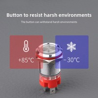 WD12mm Acier inoxydable Métal Étanche IP67 Interrupteur à bouton-poussoir 7.5A Grand courant 1NO, Verrouillage/instantané, Maximum 12V