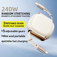 Câble magnétique rétractable à charge rapide PD 240W, prend en charge le protocole de charge 48V/5A, compatible avec les séries iPhone 15 - 17 / Ordinateurs portables