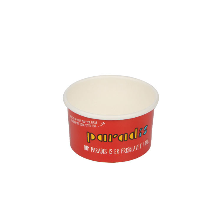 4oz Food grade PE coated mini red ice cream cup 3.5oz with custom logo