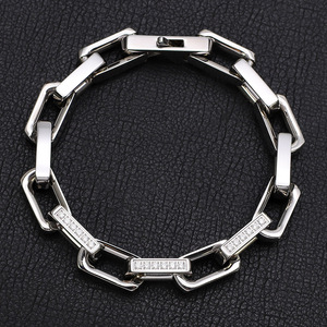 Miami Hiphop Vvs D Color 8 pulgadas 9mm Acero inoxidable Moissanite Cuban Link Pulsera Hombres - Product Image 1