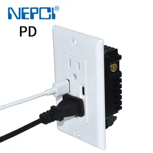 Nepci Usb Stopcontact Usb Outlet Wandmontage Usb Socket Plug Socket Type A + Type C Pd Snelle Lading elektrische Benodigdheden 115*70Mm