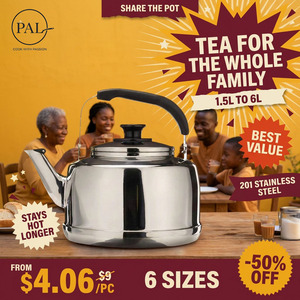 Large Stainless Steel Tea <strong>Kettle</strong> 1.5L 2L 3L 4L 5L 6L Cool Grip Handle MAX Water Line Gas Stove Home Kitchen Family Party Use - Product Image 2
