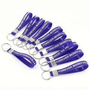 Promotional Custom 12Mm Ink Injected Silicone Wristband Keychain Rubber Bracelet Silicon <b>Ring</b> <b>Key</b> <b>Chain</b> - Product Image 1