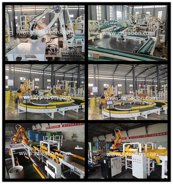 Flour Mill Use Full Automatic Robot Bags Online Palletizer Stacking with Conveyor System Packing Machine