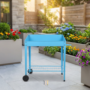 Jardinière surélevée extérieure avec roues, bac à plantes surélevé <span class=keywords><strong>en</strong></span> métal pour légumes et fleurs - Product Image 1