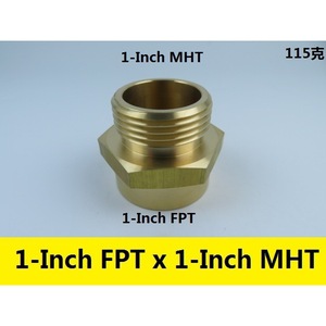 Brass Garden Hose Adapter 1 Inch Fht By 3 4 Inch Mht Connector Male And Female Threads Durable American Style - Product Image 2