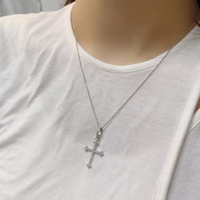 Pas noir collier en argent Sterling S925 incrusté de Zircon croix collier personnalité collier Couple clavicule chaîne mode bijoux collier