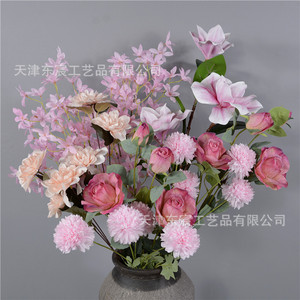 Vase à fleurs rose Dongchen Crafts en soie PU, décorations de table de mariage - Product Image 4