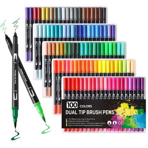 ปากกามาร์คเกอร์แบบสองหัว 100 สี หมึกน้ำ สำหรับงานศิลปะ พร้อมโลโก้สั่งทำ สำหรับใช้ระบายสี ขายส่ง - Product Image 1
