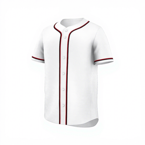 Maillot de baseball respirant unisexe à manches courtes blanc avec bordure rouge, fermeture boutonnée, vêtements de sport pour adultes toutes saisons - Product Image 6