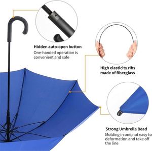 Silkfly Auto Open Wooden J Stick Handle <b>Windproof</b> Unbreakable Wedding Fast Drying Rain <b>Umbrella</b> Promotion Gift - Product Image 2