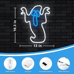 Lumière LED néon fantôme d'Halloween, alimentée par USB, pour ambiance de fête en intérieur, club, enseigne de magasin, indicateur lumineux 5V 12V - Product Image 2