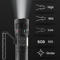 Lampe torche tactique LED avec laser COB, 9 modes, batterie externe, écran LCD, zoom, type-C, camping, chasse, extérieur