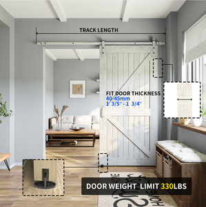 Bộ phụ kiện cửa trượt chữ J màu trắng bán buôn 6.6FT/2m, bộ ray và con lăn cho cửa đơn và cửa đôi - Product Image 4