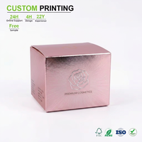 Caixa de Cartão Personalizada em Folha de Ouro Rosa com Impressão de Arte Linear de Rosa e Raios Solares para Embalagens de Marcas de Cosméticos e Cuidados com a Pele