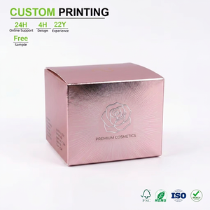 Boîte à cartes personnalisée en feuille d'or rose avec impression de rose et de soleil en ligne pour l'emballage de marques de cosmétiques et de soins de la peau, utilisable pour les ensembles d'impression. - Product Image 1