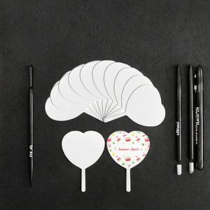 Éventails portables en plastique PET vierges imprimés recto-verso pour sublimation, vente en gros, pour fêtes et loisirs créatifs - Product Image 3