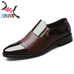 Four Seasons New Men's <b>Wedding</b> Business PU <b>Shoes</b> ZIP Closure Breathable Anti-Slip Midsole Rubber <b>Shoes</b> - Product Image 5