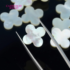 Cadermay Mother Of Pearl Four Leaf Clover Loose Stone For Bracelet Making Jewelry Findings White Natural Gemstone 10mm - Product Image 1