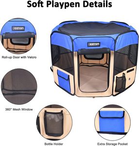 JESPET Octagonal Portable Soft <strong>Dog</strong> Playpen <strong>Kennel</strong> with Carry Bag-36" 45" 61" Sizes for <strong>Dogs</strong> Cats Rabbits-Indoor/Outdoor Use - Product Image 2