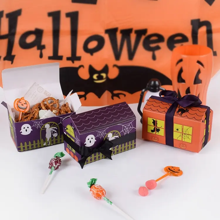 Sensu yaratıcı komik cadılar bayramı partisi çerez kutuları tedavi tatlı şeker hediye karton kutu için cadılar bayramı hediye paketleme