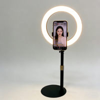 Support de disque pour anneau lumineux LED |   Lampe à selfie de 13 pouces pour le maquillage et le streaming |   Hauteur réglable, matériau ABS, 15W, température de couleur 3200K-9999K